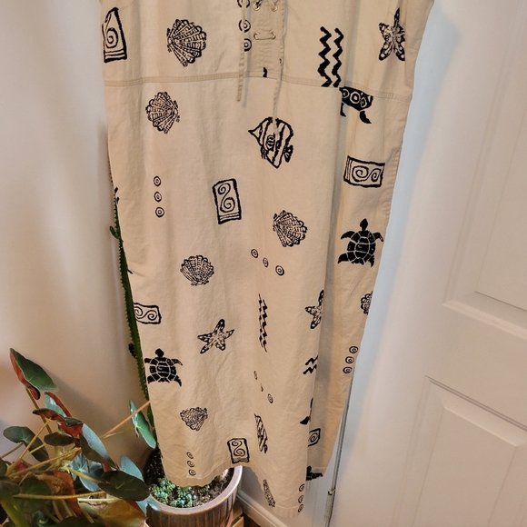 Blue J. Linen Cotton Blend Nautical Fish Themed Sleeveless Summer Dress,Size XL - Picture 6 of 10